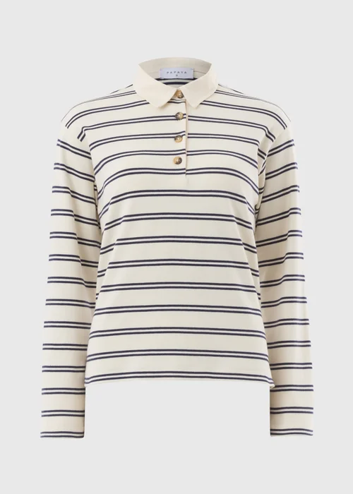 Cream Stripe Rugby Top - Size 8 Image 4