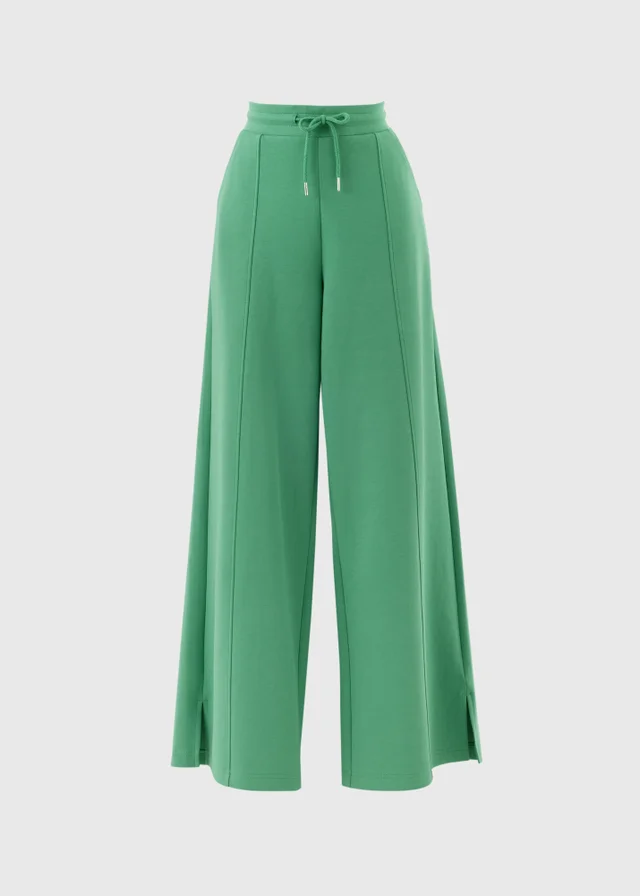 Green Interlock Wide Leg Co Ord Trousers