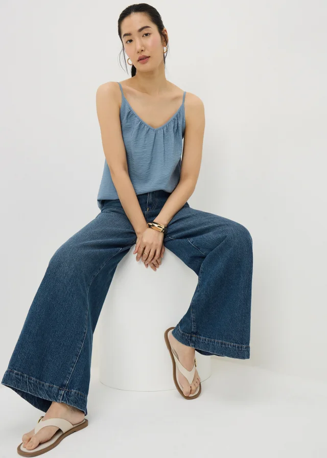 Blue Ruched Cami Top