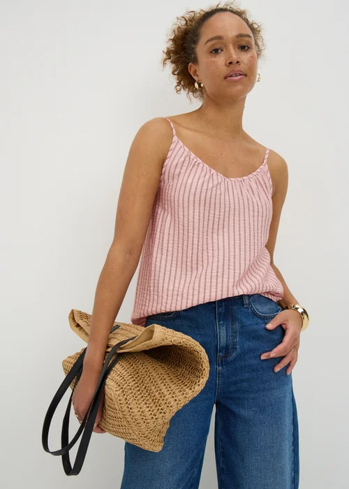 Pink Stripe Ruched Cami Top - 26 Image 1