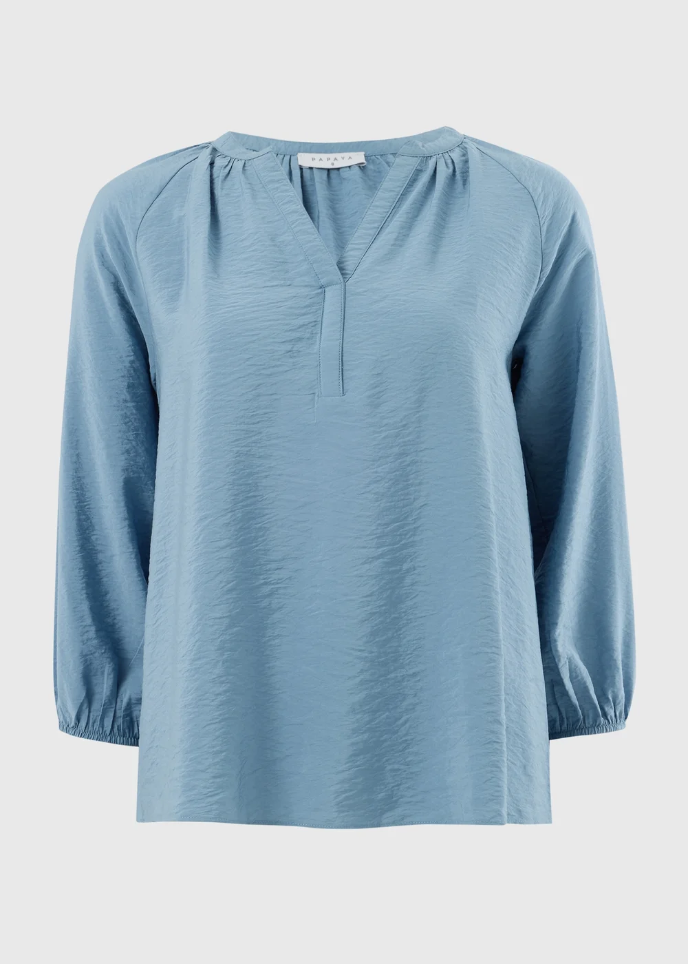 Blue 3/4 Sleeve Popover Blouse - Size 8 Image 1