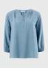 Blue 3/4 Sleeve Popover Blouse - Size 8 Image 1