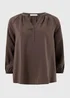 Chocolate Brown 3/4 Sleeve Popover Blouse - Size 8 Image 1