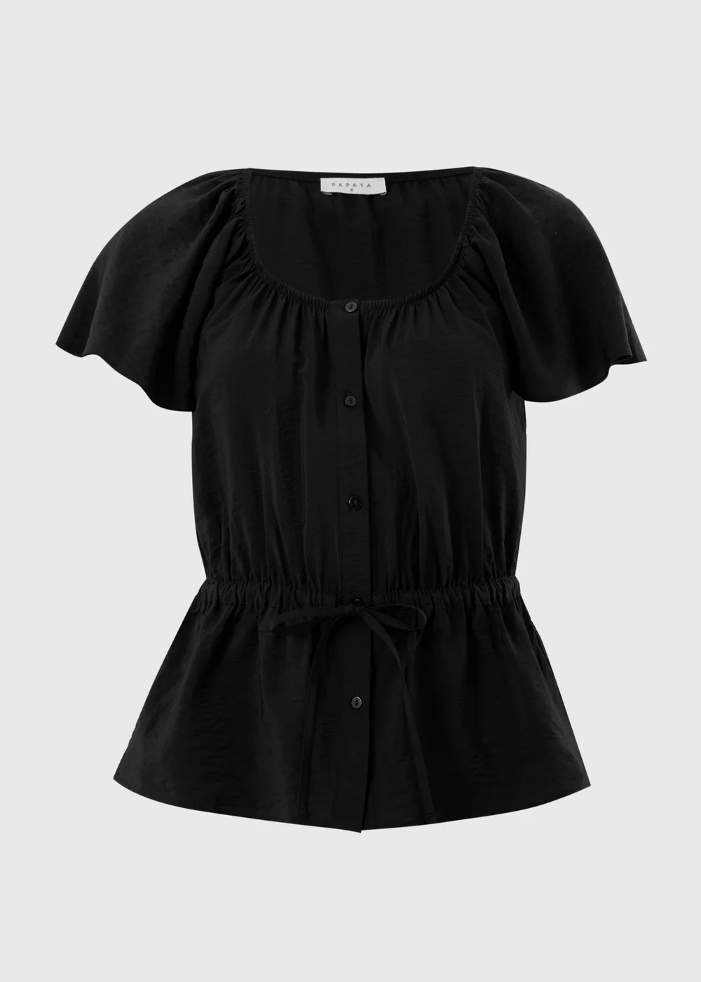 Black Angel Sleeve Tie Waist Shirt - Size 8 Image 1