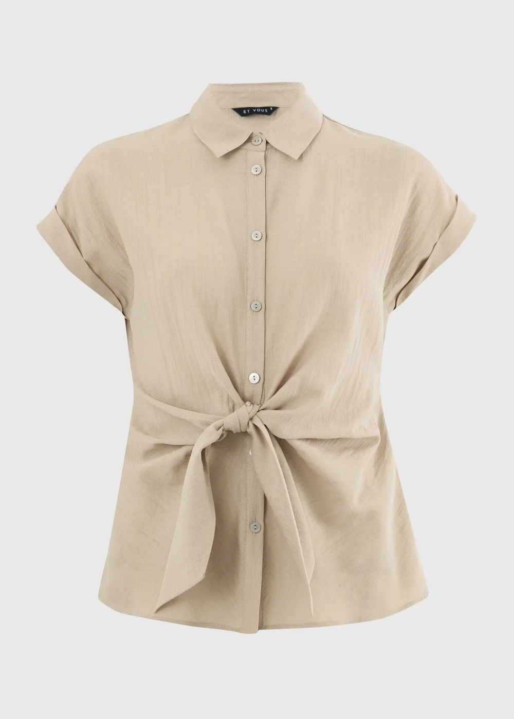 Et Vous Sand Tie Front Blouse - Size 8 Image 1