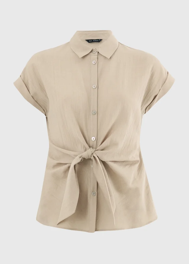 Et Vous Sand Tie Front Blouse