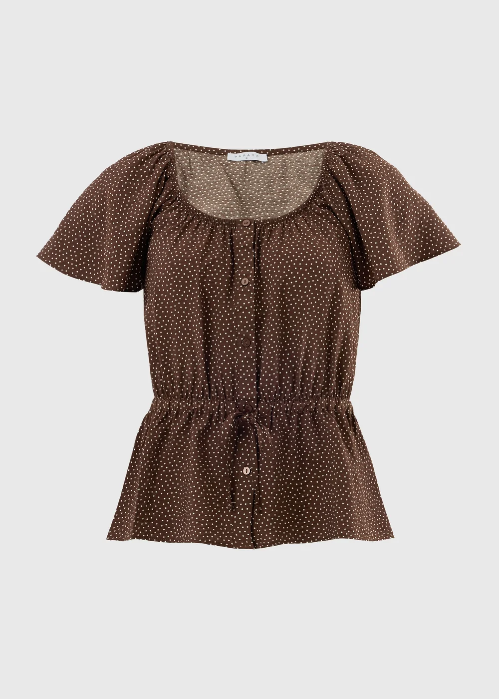 Chocolate Brown Angel Sleeve Tie Waist Shirt - Size 8 Image 1