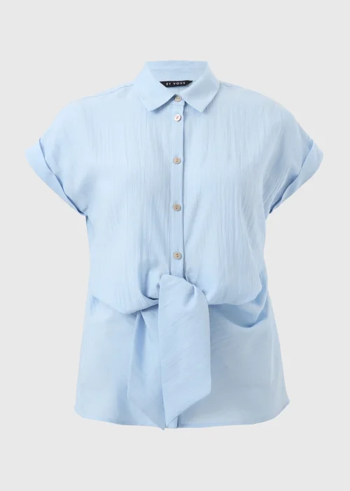 Et Vous Light Blue Tie Front Blouse - 18 Image 3