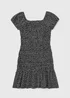 Girls Black Polka Dot Crinkle Dress (7-15yrs) - 7 Yrs Image 1