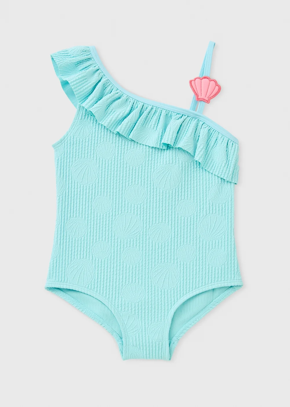 Girls Blue Shell One Shoulder Swimming Costume (1-7yrs) - 1-1.5 Yrs Image 1