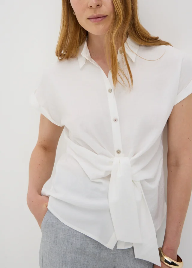 Et Vous White Tie Front Blouse