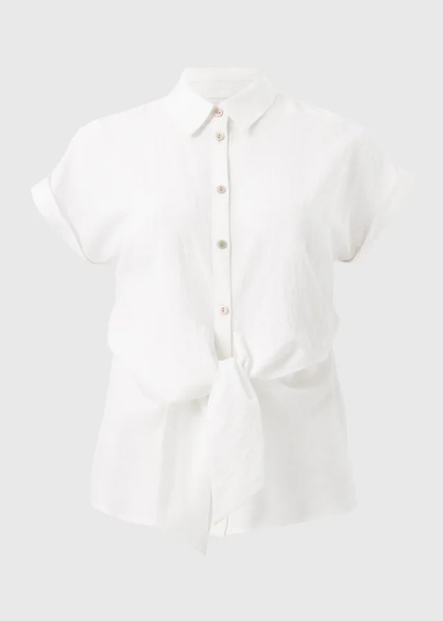 Et Vous White Tie Front Blouse