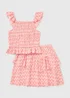 Girls Pink Aztec Crinkle Top Skirt Set (7-15yrs) - 7 Yrs Image 1