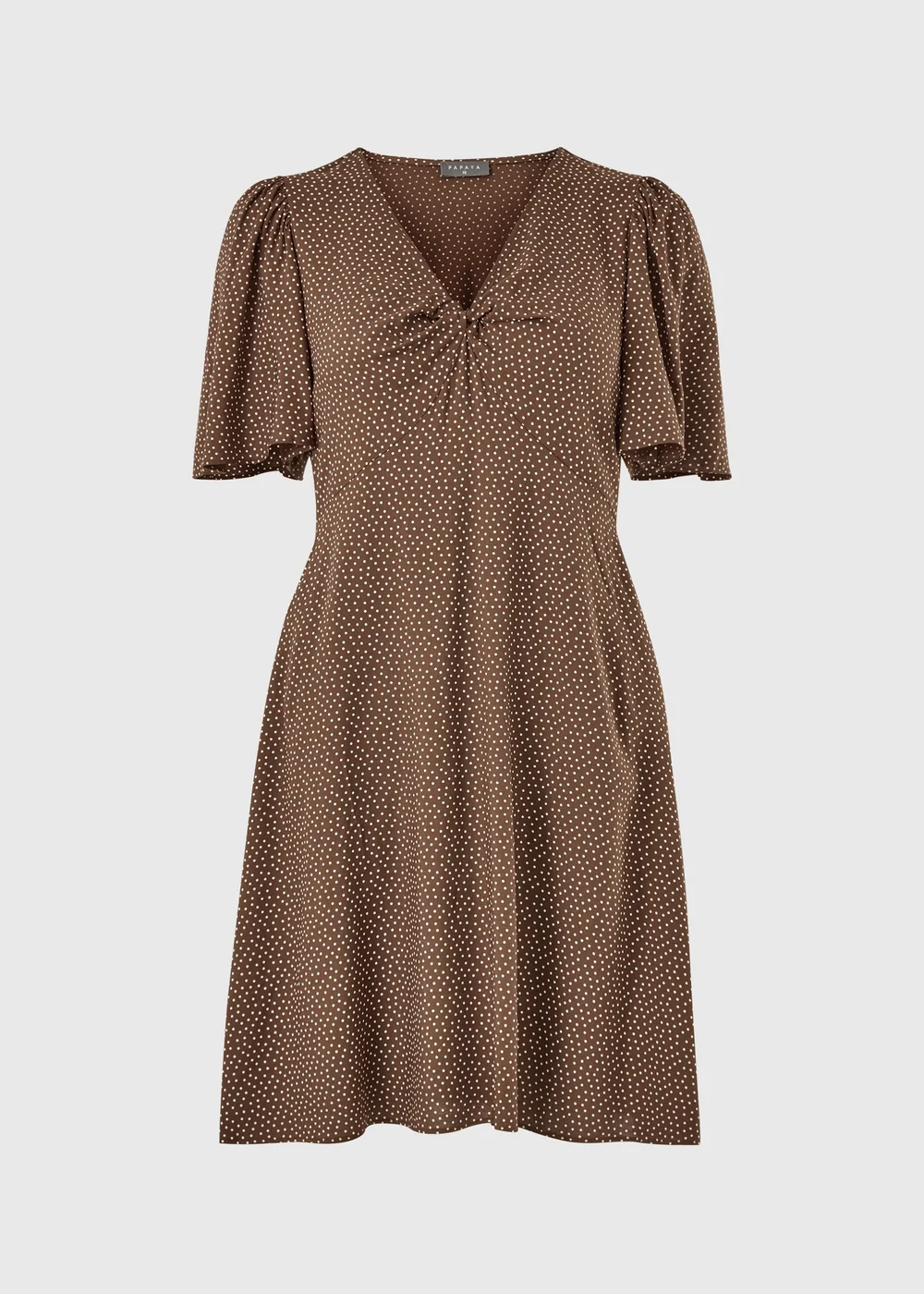 Chocolate Brown Spot Print Mini Tea Dress - 8 Image 4