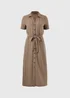 Mocha Textured Midaxi Shirt Dress - Size 8 Image 4