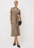 Mocha Textured Midaxi Shirt Dress - Size 8 Image 1