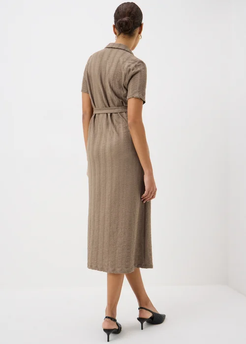 Mocha Textured Midaxi Shirt Dress - Size 8 Image 2