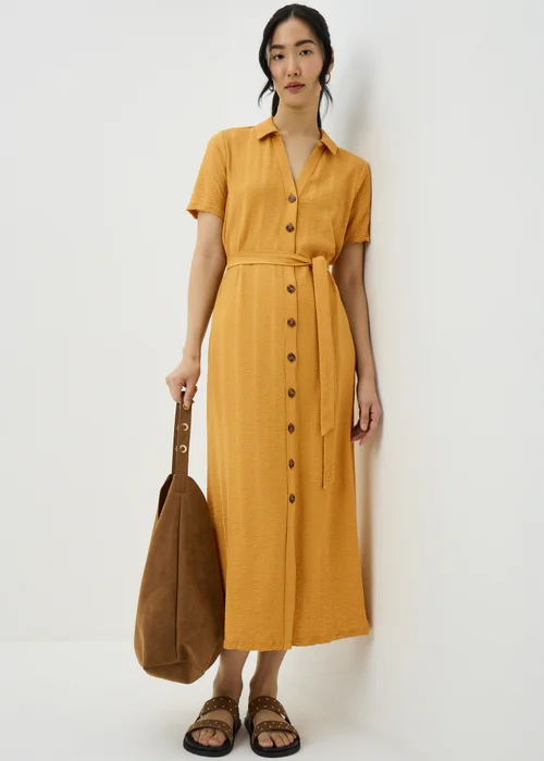 Yellow Textured Midaxi Shirt Dress - 26 Image 1