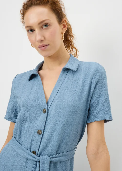 Blue Textured Midaxi Shirt Dress - 26 Image 3