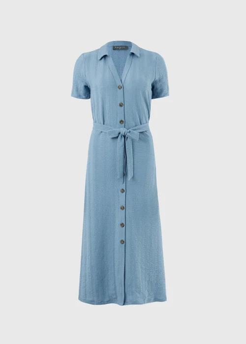 Blue Textured Midaxi Shirt Dress - 26 Image 4