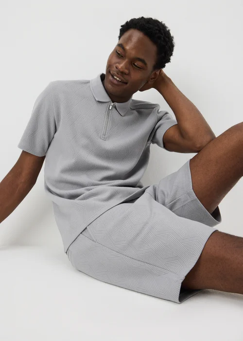 Grey Diamond Texture Co Ord Shorts - S Image 1