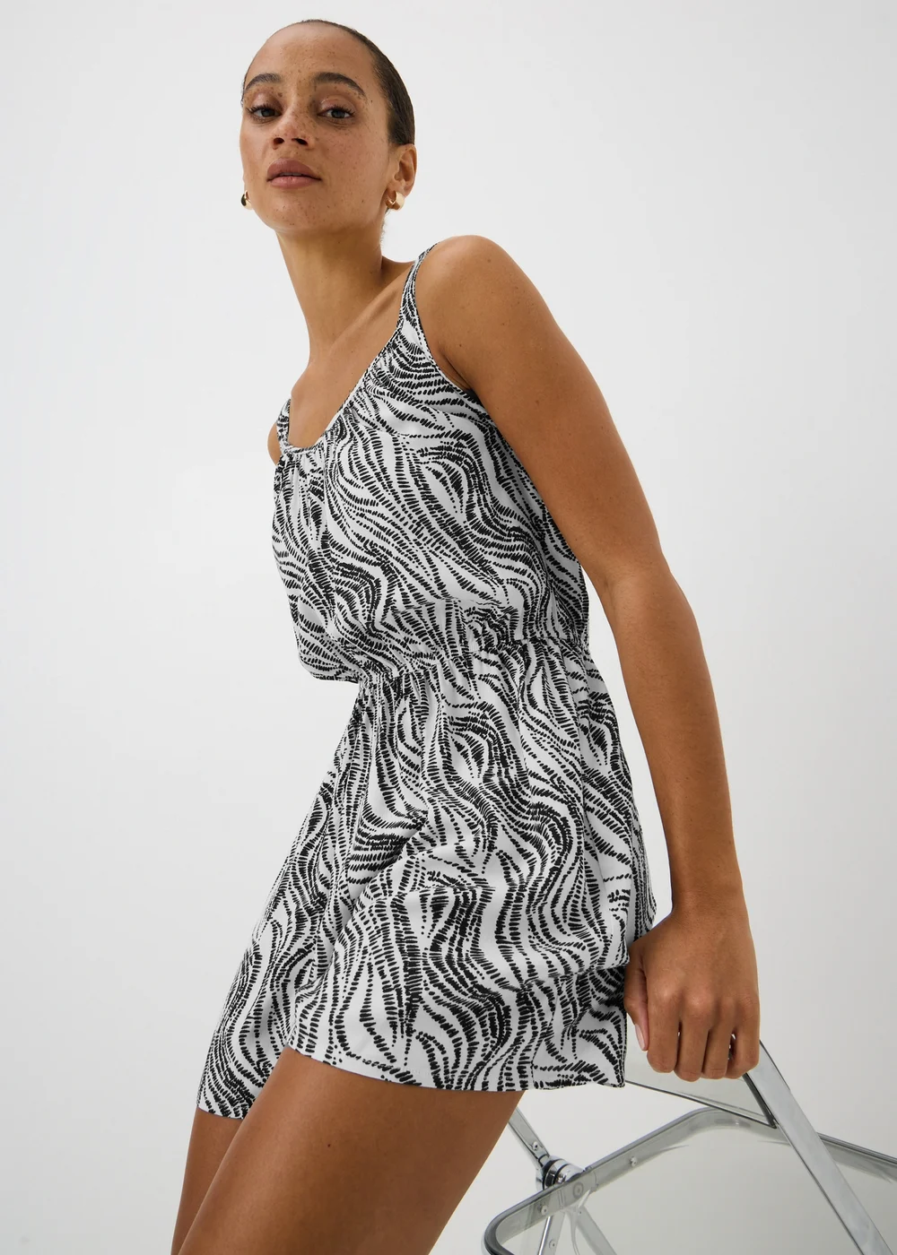 Black Printed Playsuit - 22 Image 1
