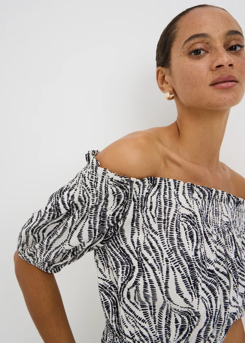 Black Print Bardot Mini Dress - 22 Image 1
