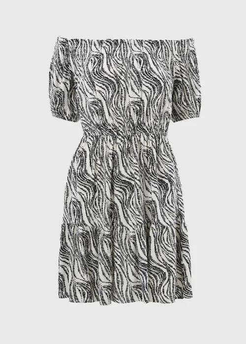 Black Print Bardot Mini Dress - 22 Image 2