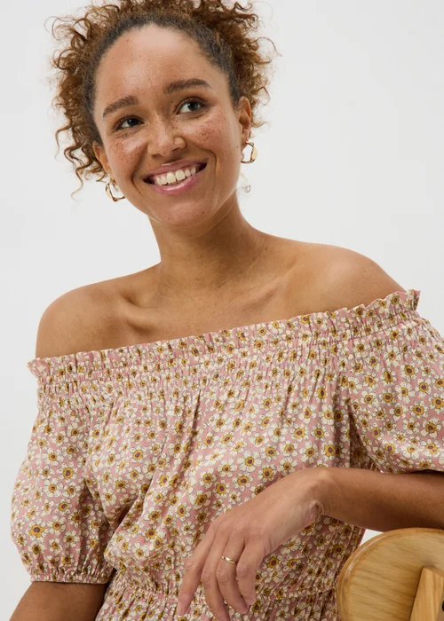 Pink Ditsy Floral Print Bardot Mini Dress - 26 Image 3