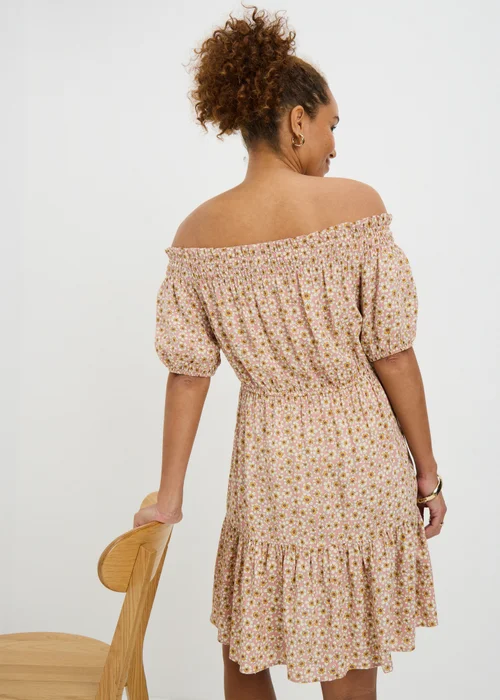Pink Ditsy Floral Print Bardot Mini Dress - 26 Image 2