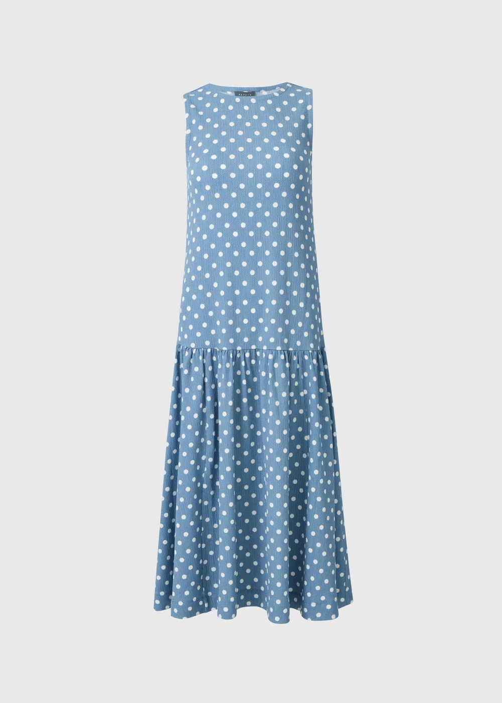 Blue Polka Dot Drop Waist Jersey Midi Dress - 12 Image 3
