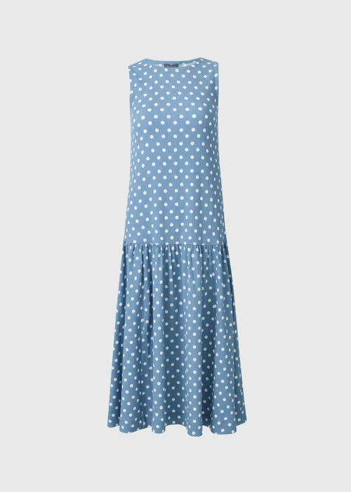 Blue Polka Dot Drop Waist Jersey Midi Dress - 12 Image 3