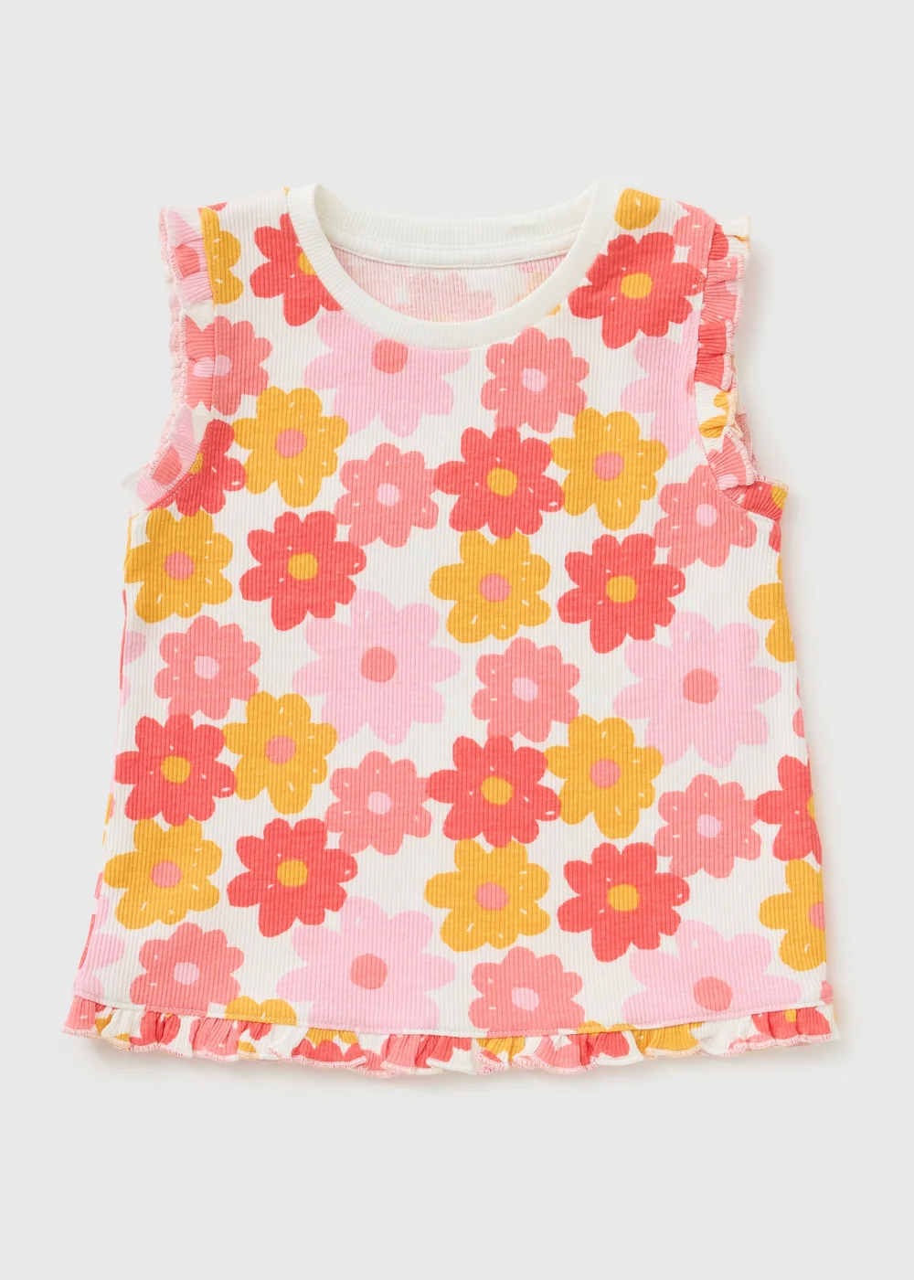 Girls Pink Flower Vest (1-7yrs) - 3-4 Yrs Image 1