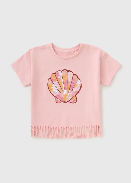 Girls Pink Sequin Shell T-Shirt (1-7yrs) - 1 to 1 half years Image 1