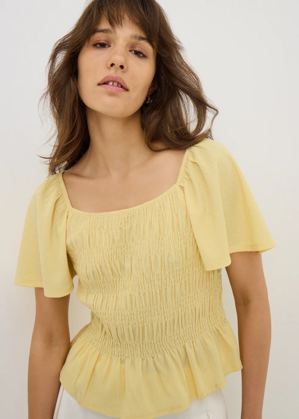 Yellow Shirred Angel Sleeve Top - 20 Image 2