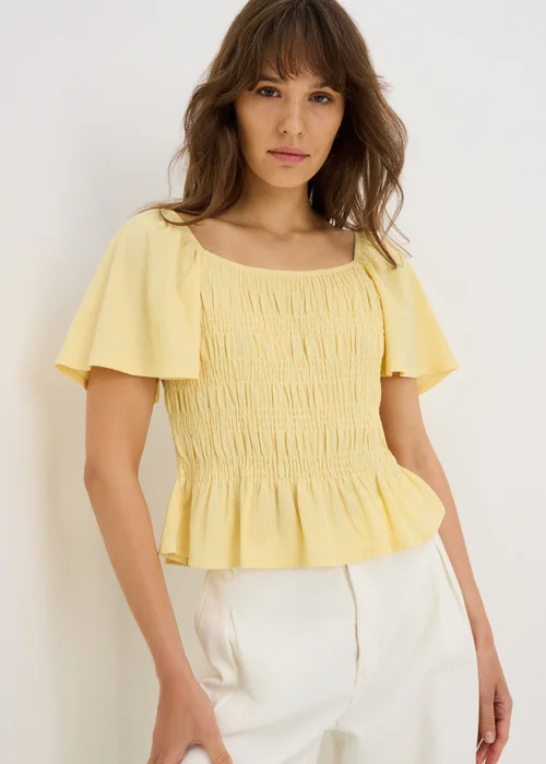 Yellow Shirred Angel Sleeve Top - 20 Image 1