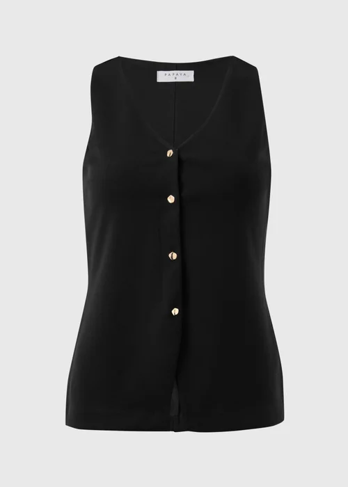 Black Ribbed Button Up Jersey Waistcoat - 18 Image 4