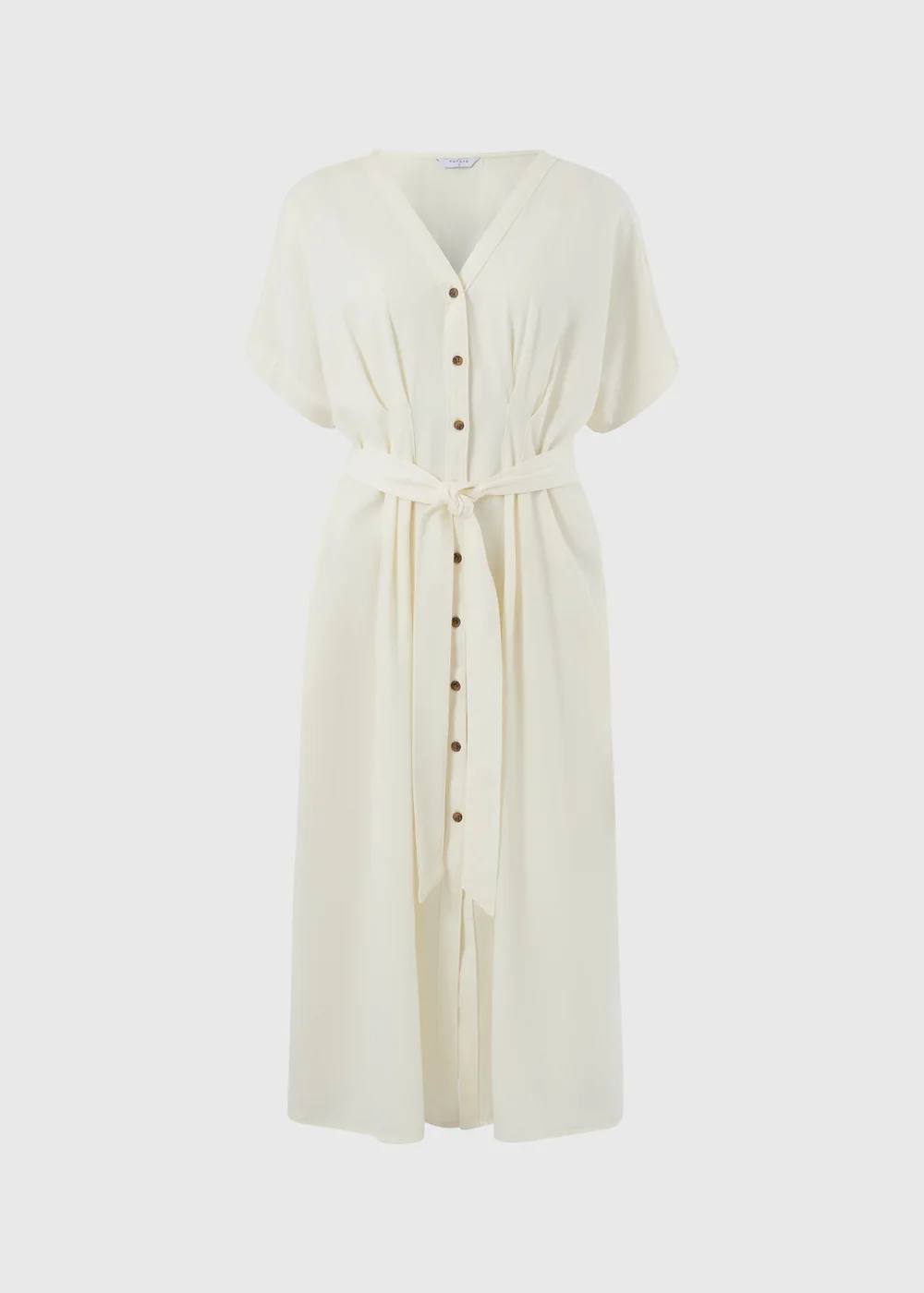 Ecru Denim Belted Shirt Midi Dress - 8 Image 4