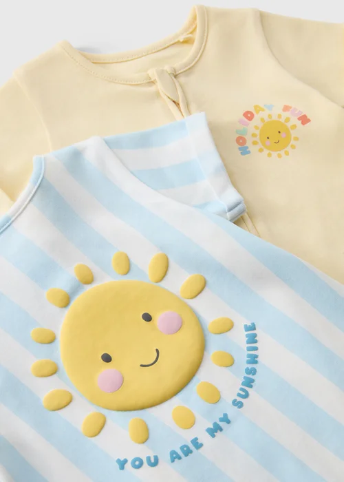 2 Pack Baby Multicolour Holiday Rompers (Newborn-23mths) - Up to 1 Month Image 2