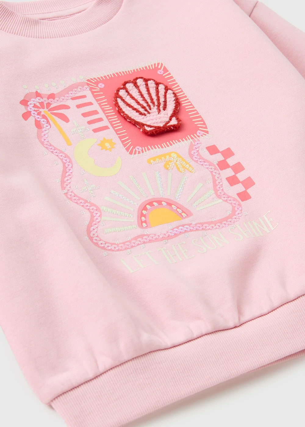 Girls Pink Shell Crochet Sweatshirt (1-7yrs) - 1 to 1 half years Image 2