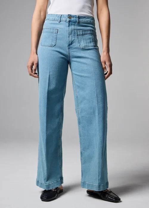 Light Wash Front Pocket Wide Leg Jeans - 18 S Image 2