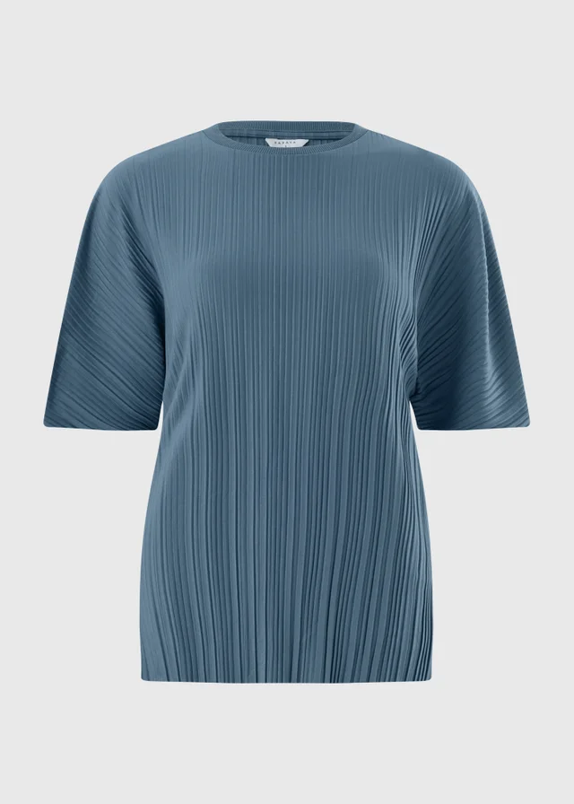 Blue Pleated Co Ord Top
