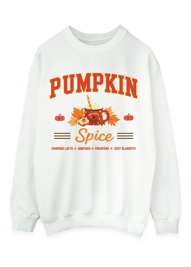 Spiral Galaxy Brands In Pumpkin Spice Collegial White Graphic Sweatshirt