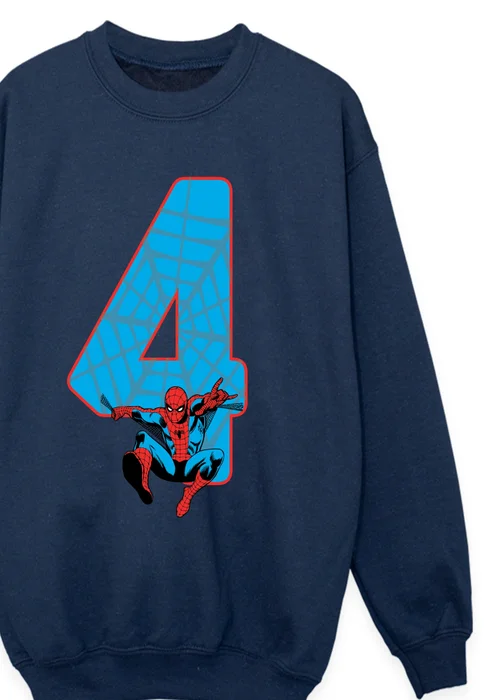 Ada & Ted Marvel Spider-Man 4 Birthday Boys Navy Blue Graphic Sweatshirt (3-6 Years) - 5-6 Yrs Image 2
