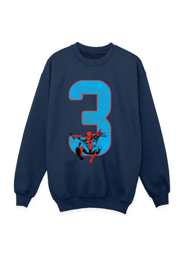 Ada & Ted Marvel Spider-Man 3 Birthday Boys Navy Blue Graphic Sweatshirt (3-6 Years)