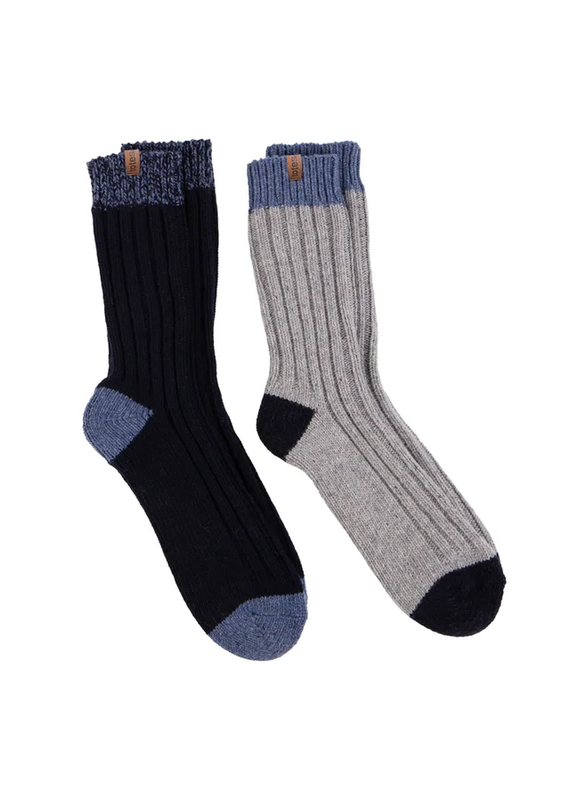 Totes Toasties Mens Chunky Twist Wool Blend Boot Socks 2 Pack