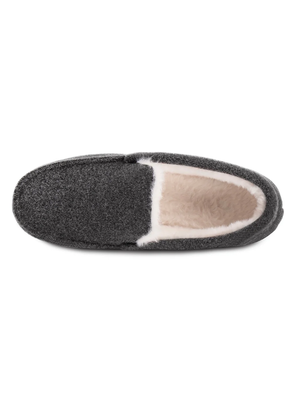 Totes Isotoner Grey Felt Moccasin Slipper With Sherpa Lining - 11-12 Image 6