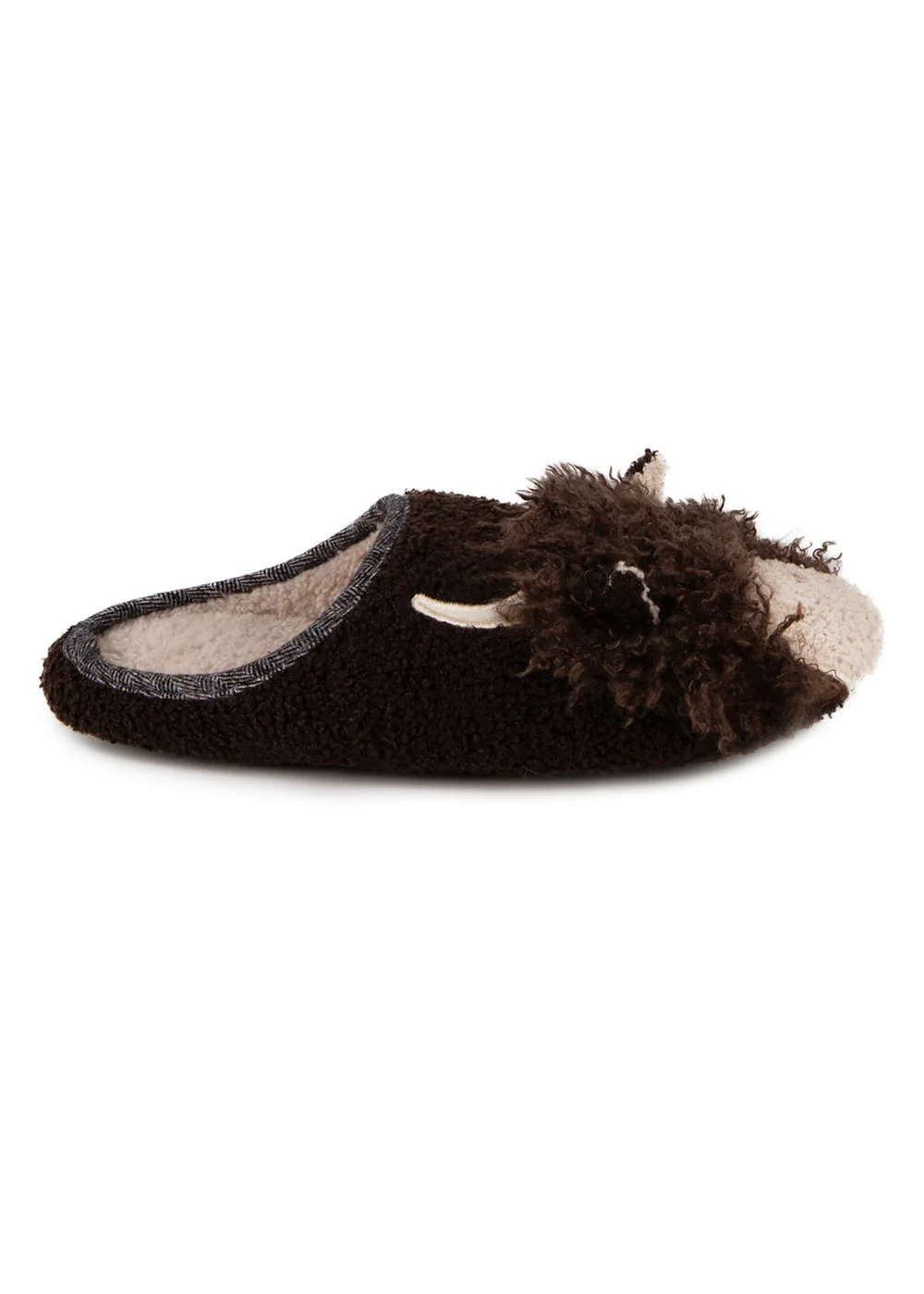 Totes Isotoner Brown Novelty Applique Mule Slippers - 7-8 Image 5