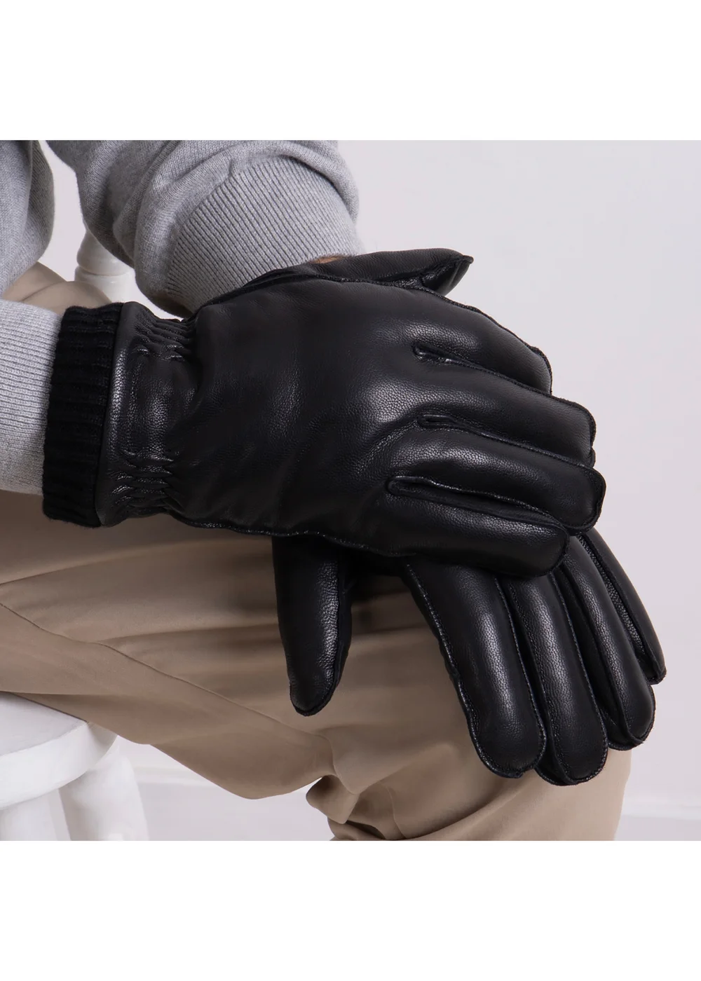 Totes Isotoner Black Premium Leather SmarTouch Glove - S/M Image 2