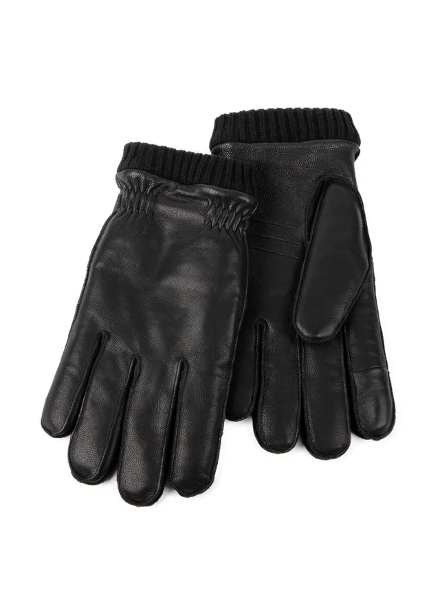 Totes Isotoner Black Premium Leather SmarTouch Glove